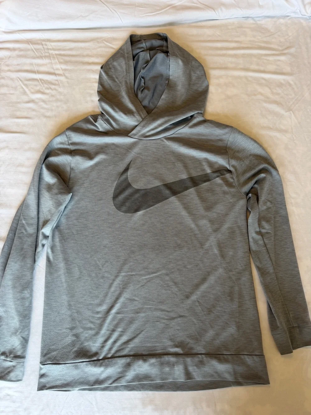 Nike Boy’s Gray Hooded Pullover with Oversized Swoosh